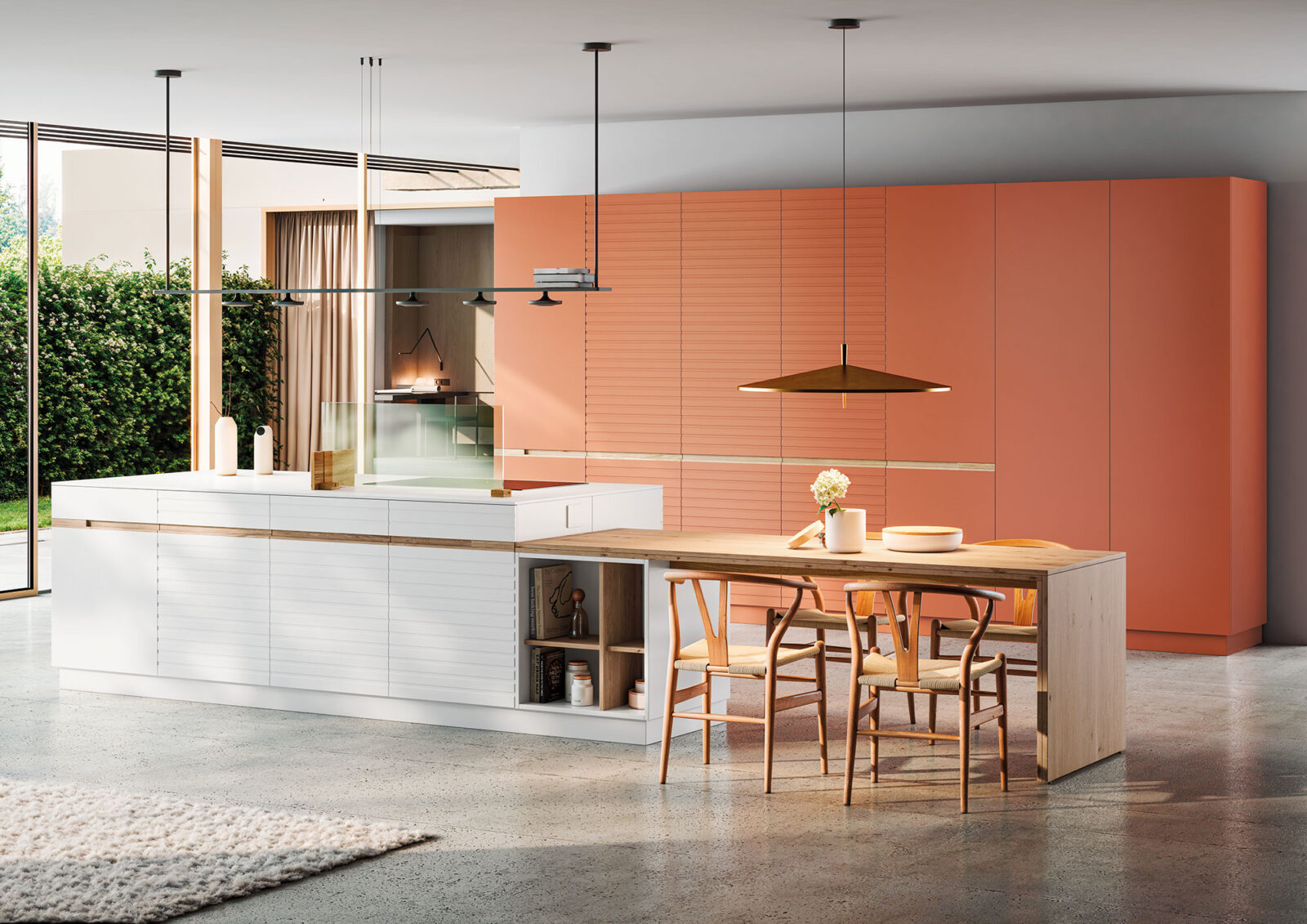 Synergy : cuisine en bois naturel avec poignée intégrée