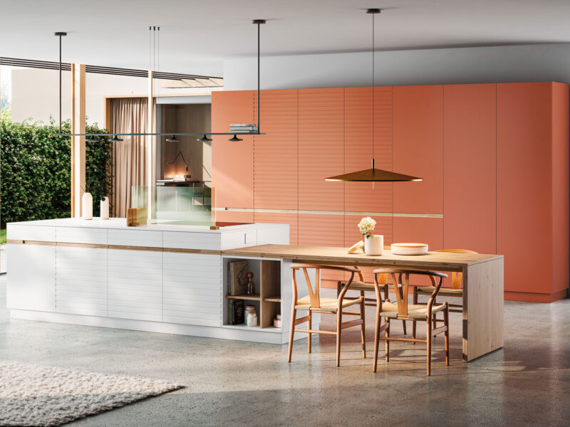 Synergy: cocina de madera natural con tirador integrado