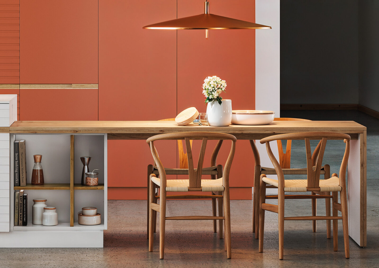 Integrated table design for the kitchen island