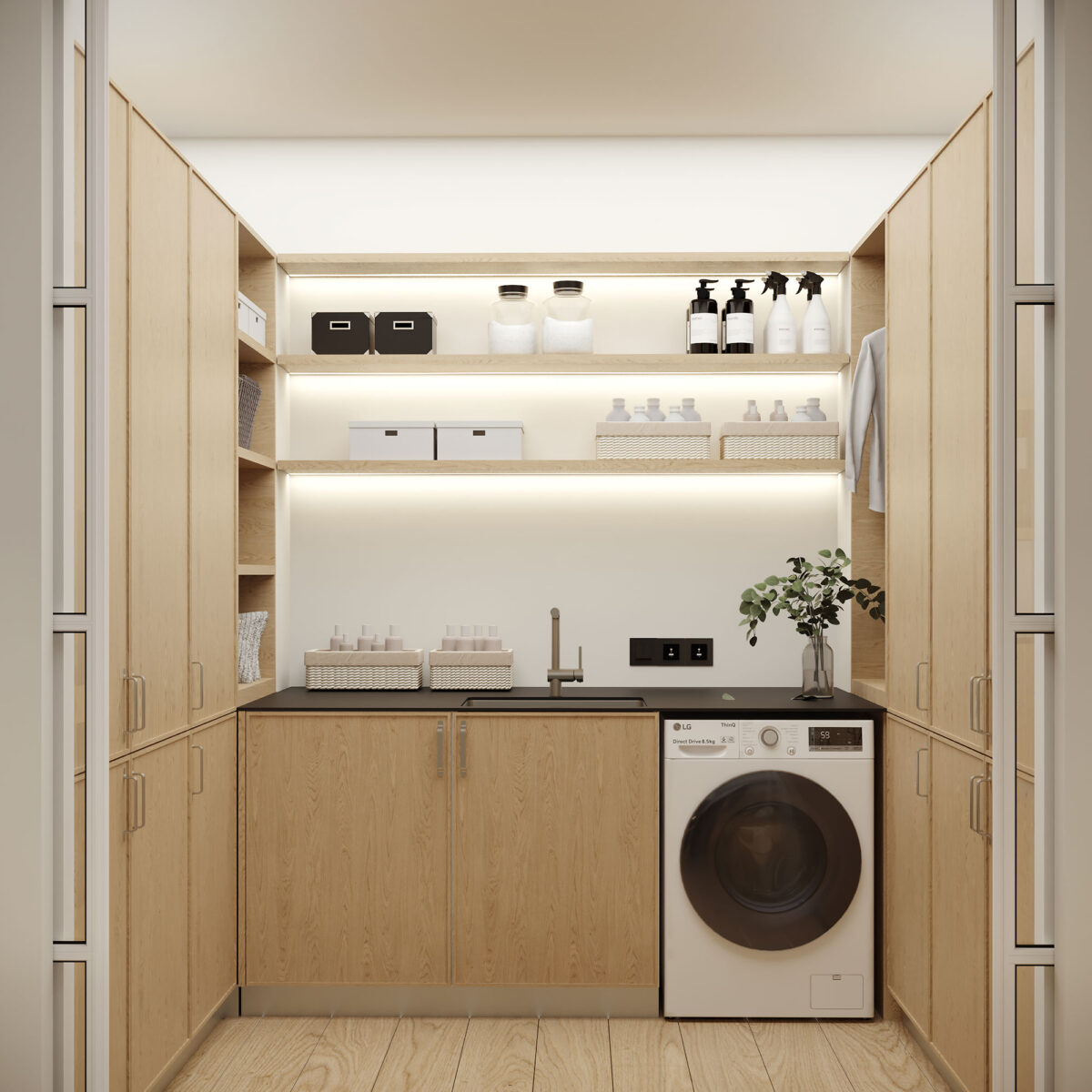 Buanderie Oasis : un espace hybride dédié au nettoyage et au rangement