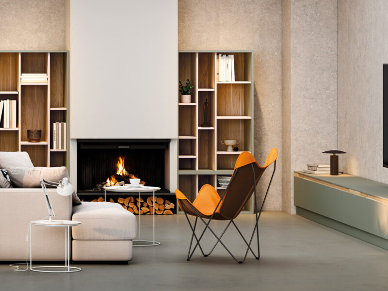 Tandem living: shelving and TV unit